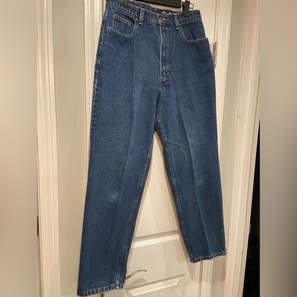 Eddie Bauer Heavyweight Blue Cotton Denim Straight Leg High Waist Jeans Size 12P - Picture 2 of 12